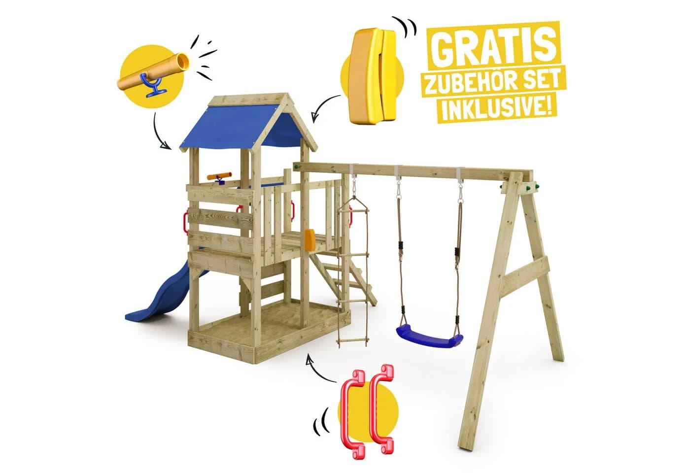Wickey Spielturm TurboFlyer Klettergerüst mit Rutsche & Schaukel für Kleinkinder