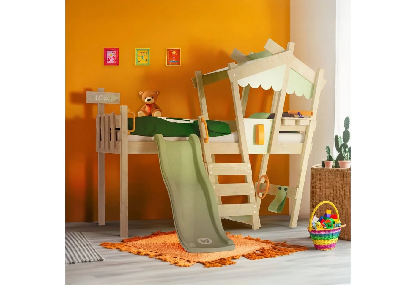 Wickey Kinderbett CrAzY Snuggy Massivholz Hochbett mit Rutsche und Spielbereich - Bild 4