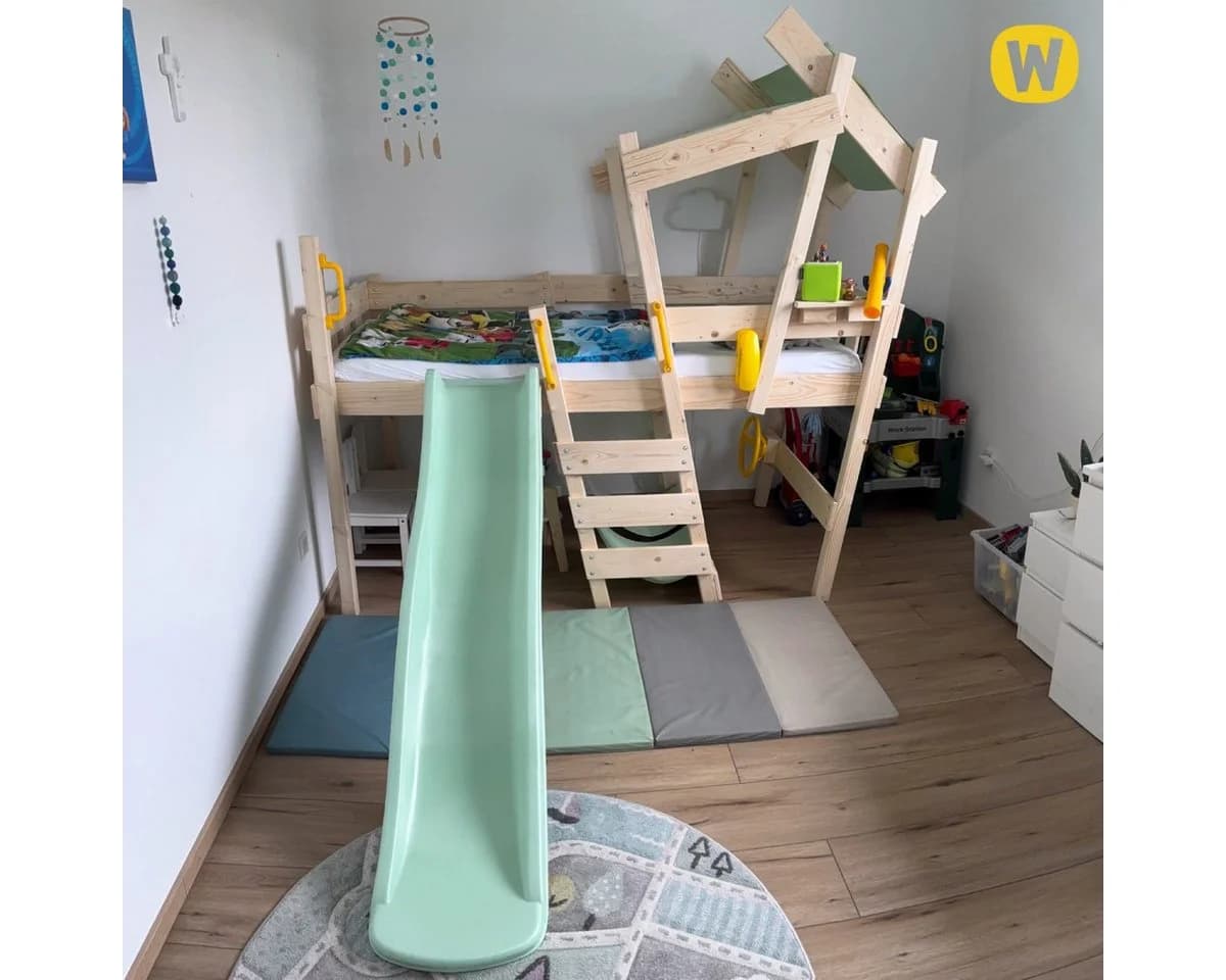 Wickey Kinderbett CrAzY Snuggy Massivholz Hochbett mit Rutsche und Spielbereich - Bild 5