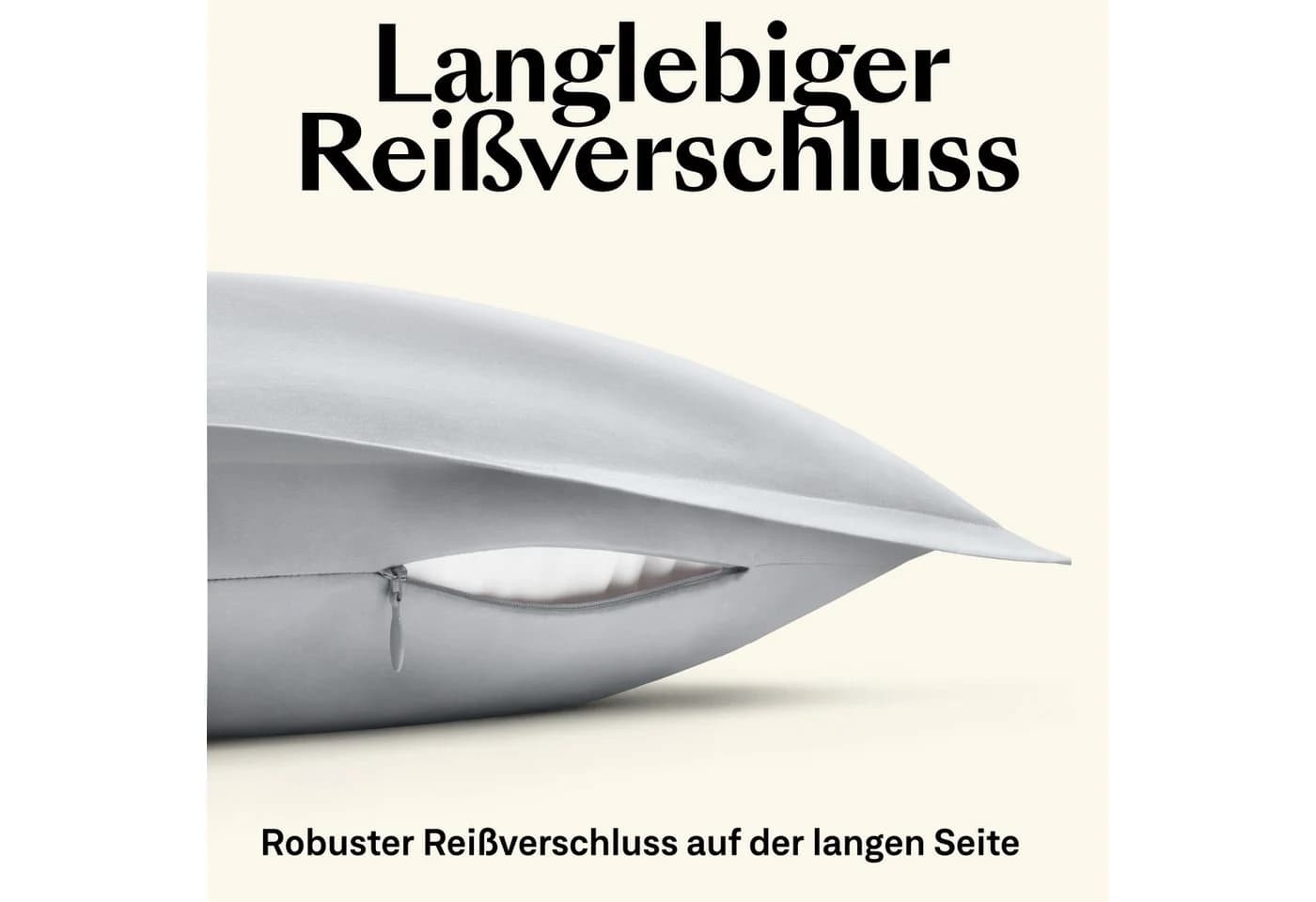 Amqua Kissenbezug Mako Satin 100% Ägyptische Baumwolle Grau - Bild 4