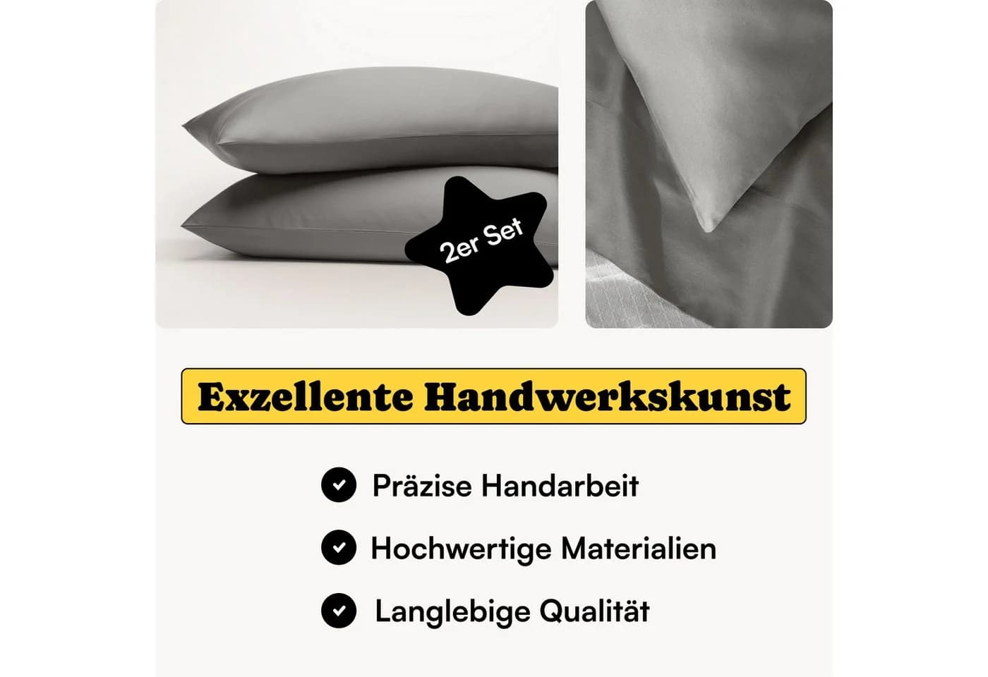 Seralino Kissenbezug Mako Satin Bio-Baumwolle Fairtrade GOTS