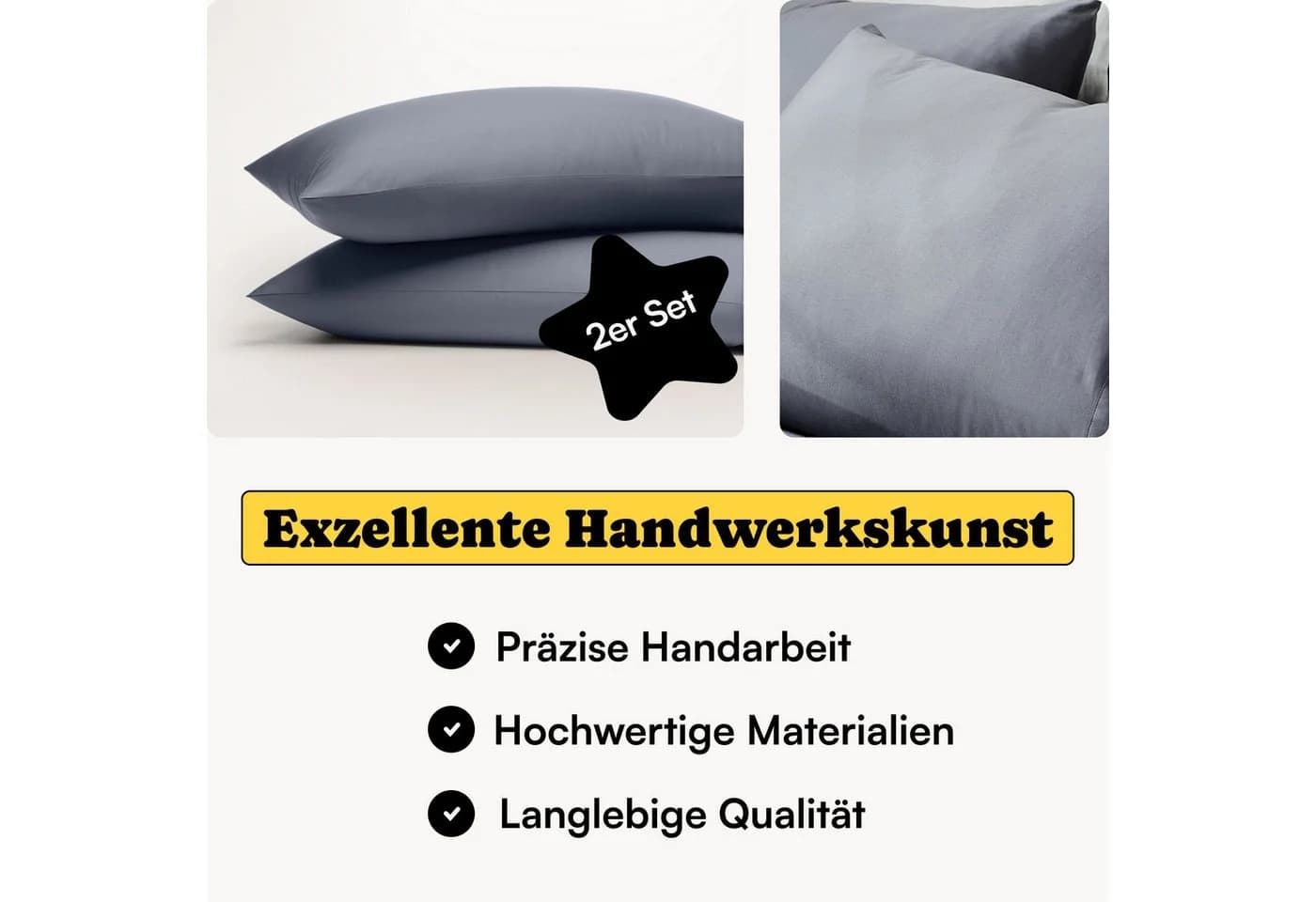 Seralino Mako Satin Kissenbezug 100% Bio Baumwolle Taubenblau