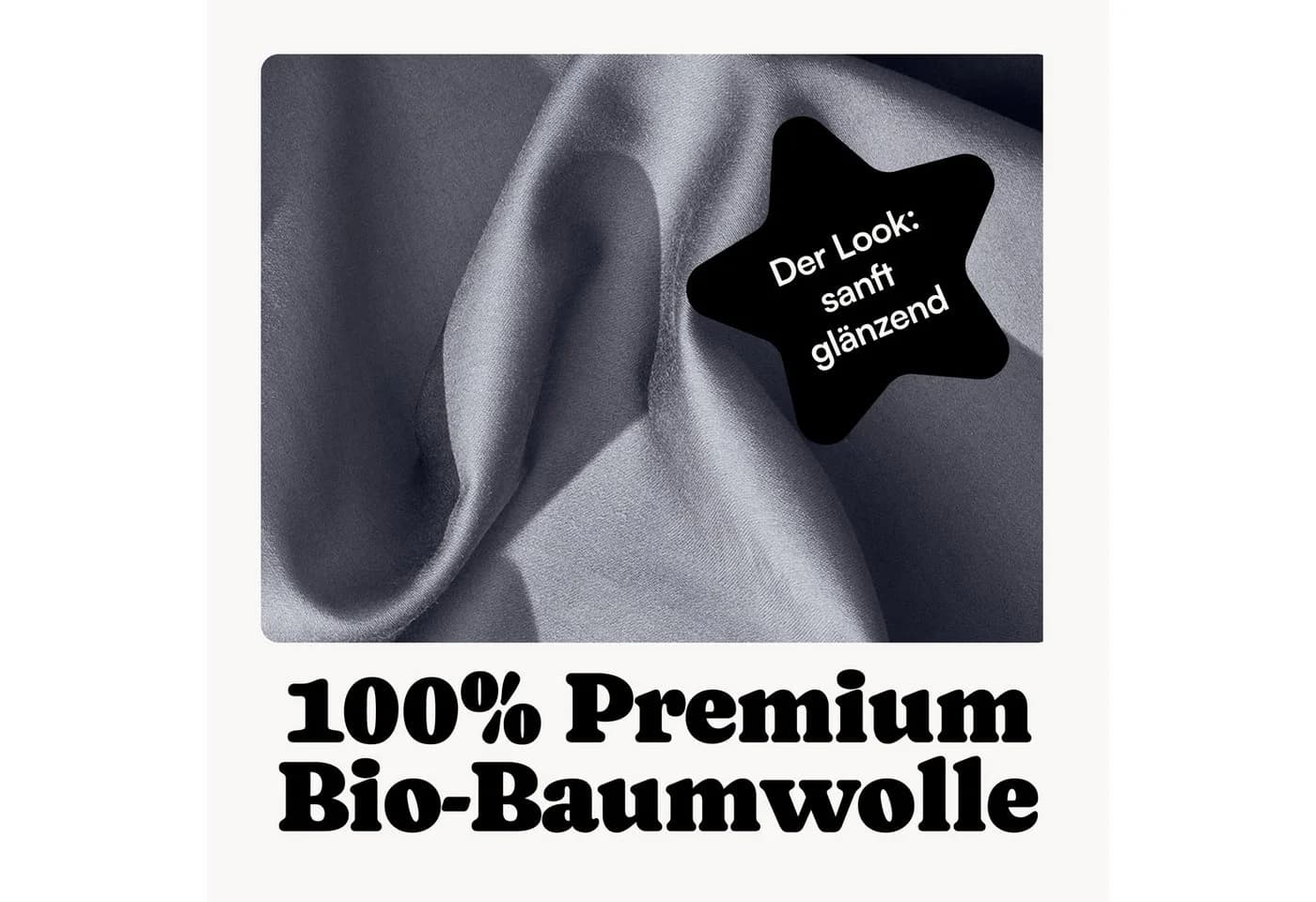 Seralino Mako Satin Kissenbezug 100% Bio Baumwolle Taubenblau - Bild 3