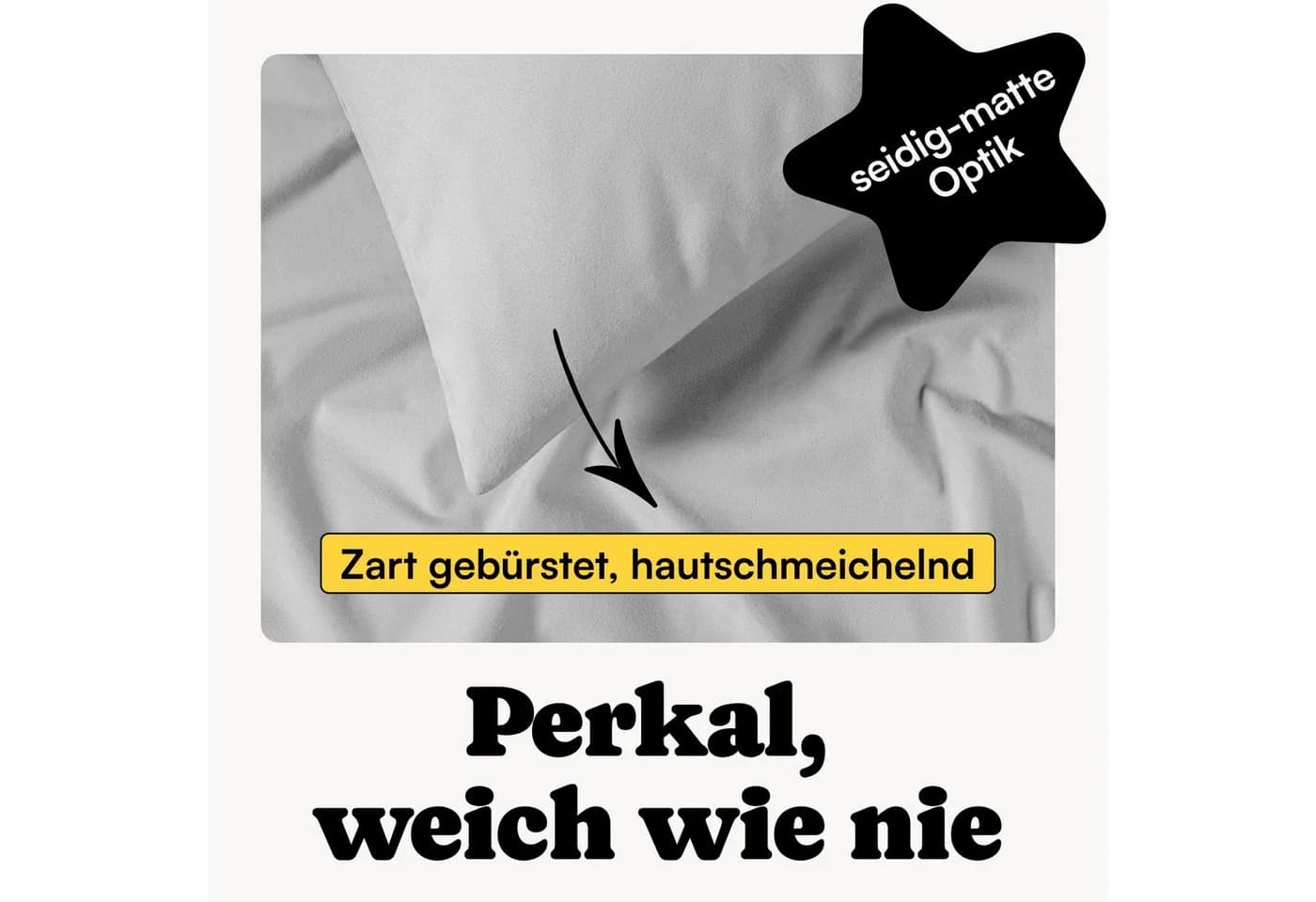 Seralino Kissenbezug Perkal 100% Bio-Baumwolle Grau - Bild 3