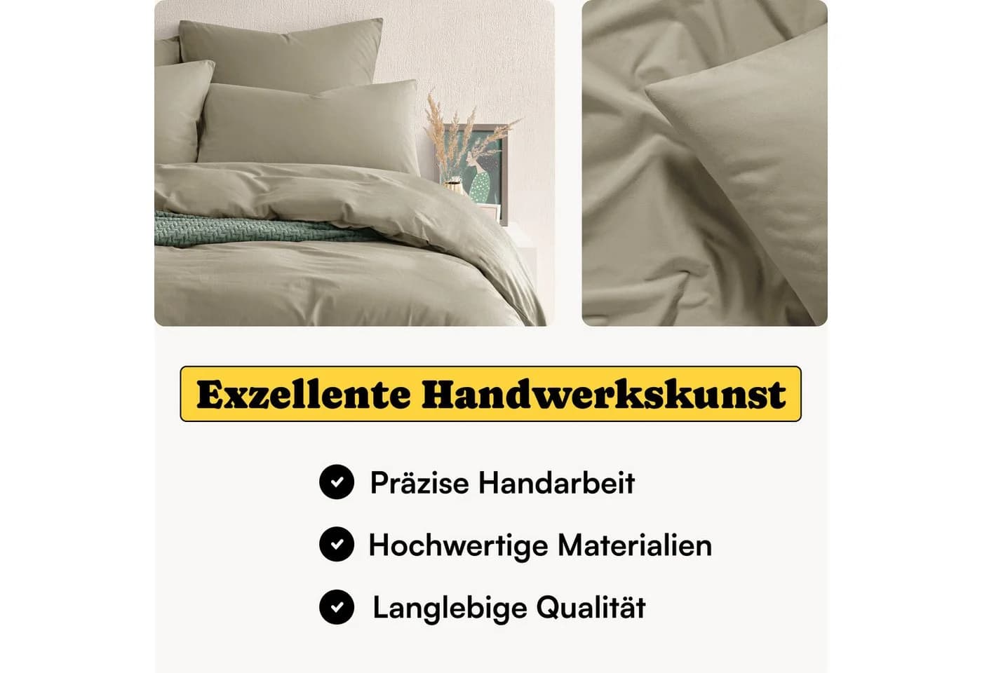Seralino Bettwäsche Set 135x200 Perkal Bio-Baumwolle Taupe