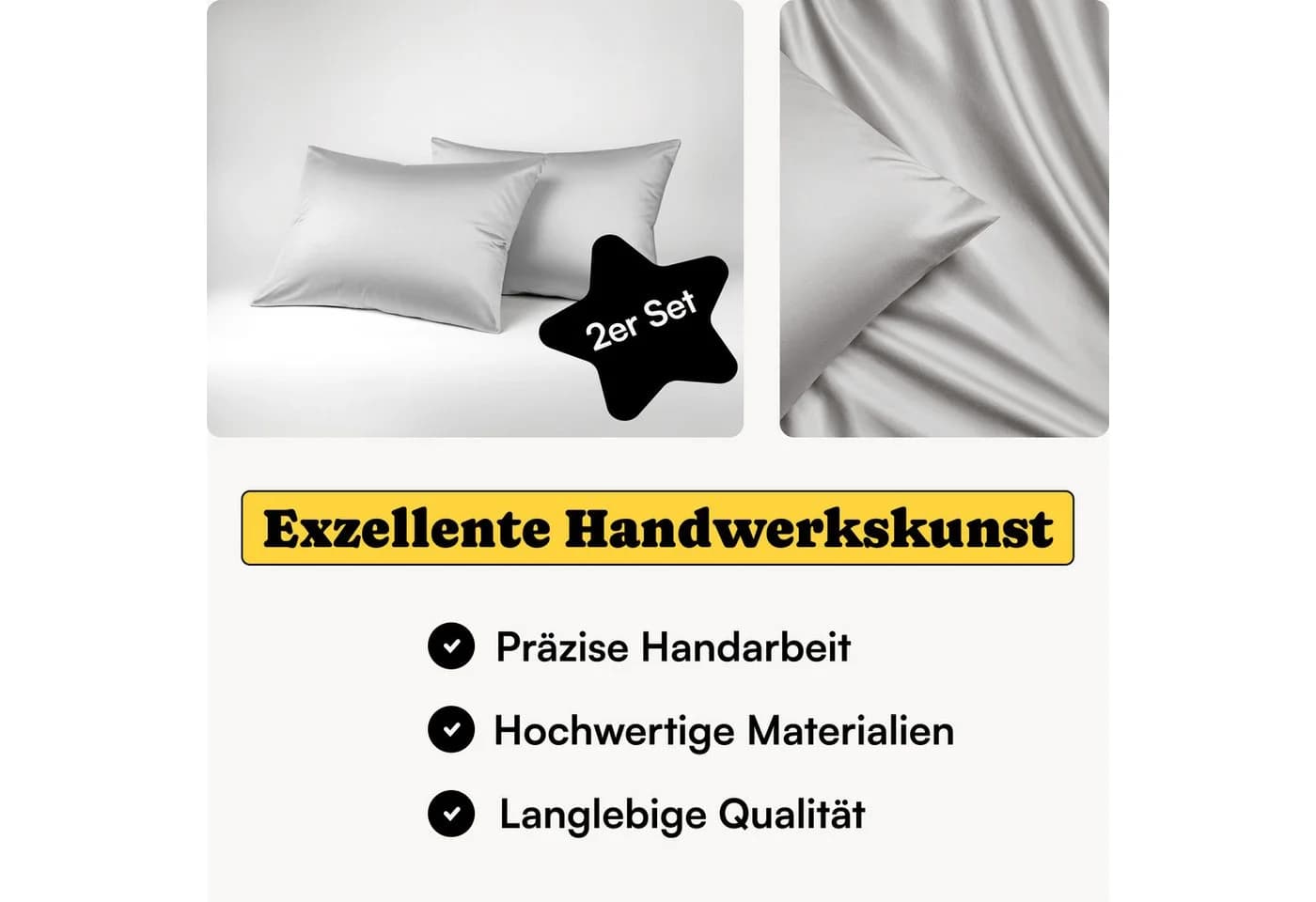 Seralino Kissenbezüge Set 100% Lyocell Grau Modern