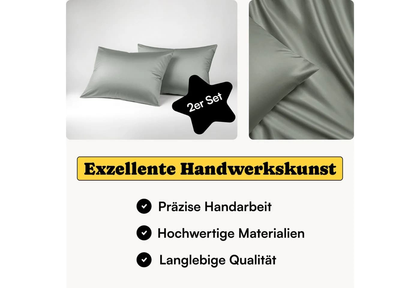 Seralino Kissenbezüge Set 100% Lyocell Grün Modern