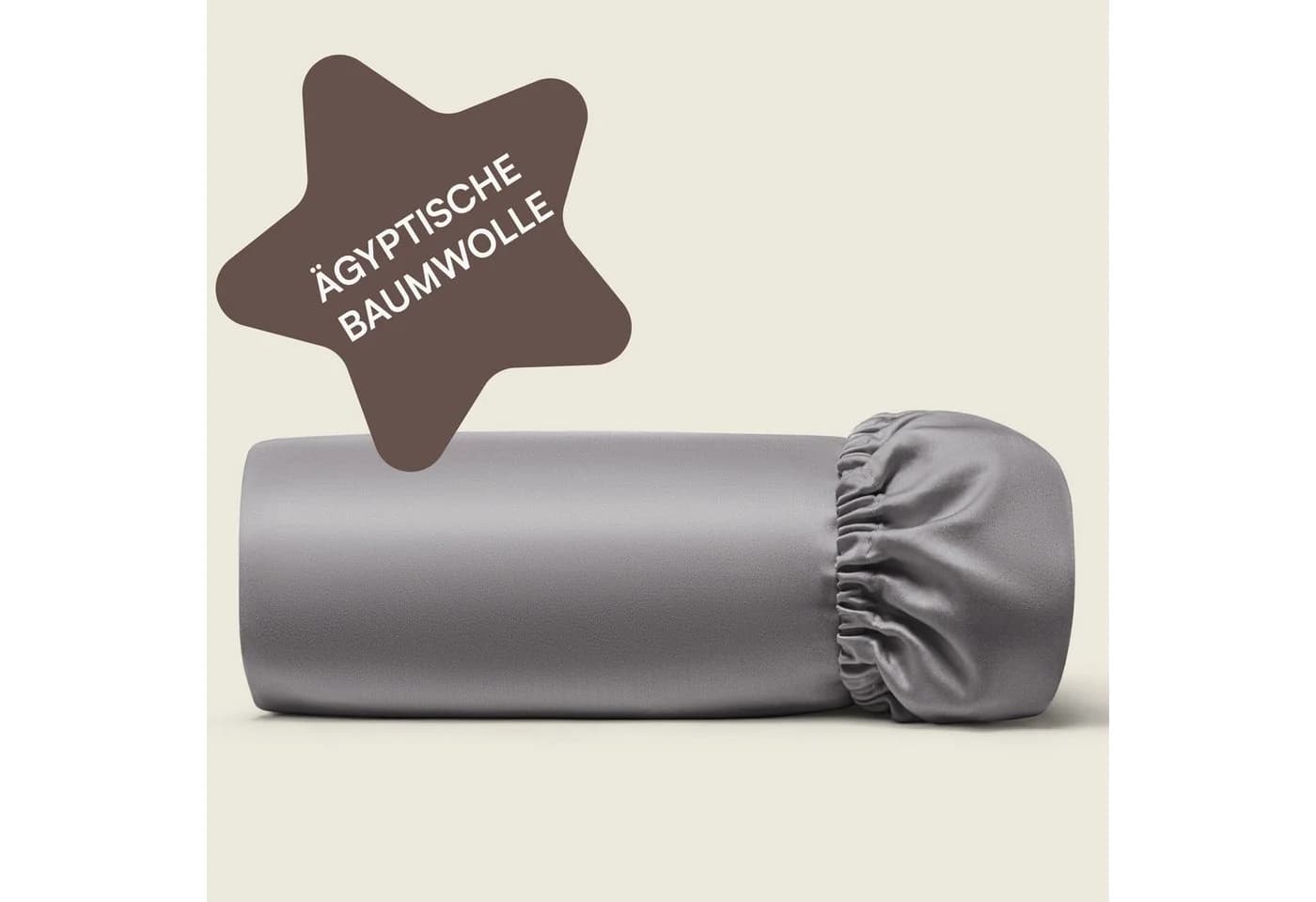 Amqua Spannbettlaken Premium Mako Satin Grau 100% Baumwolle - Bild 2