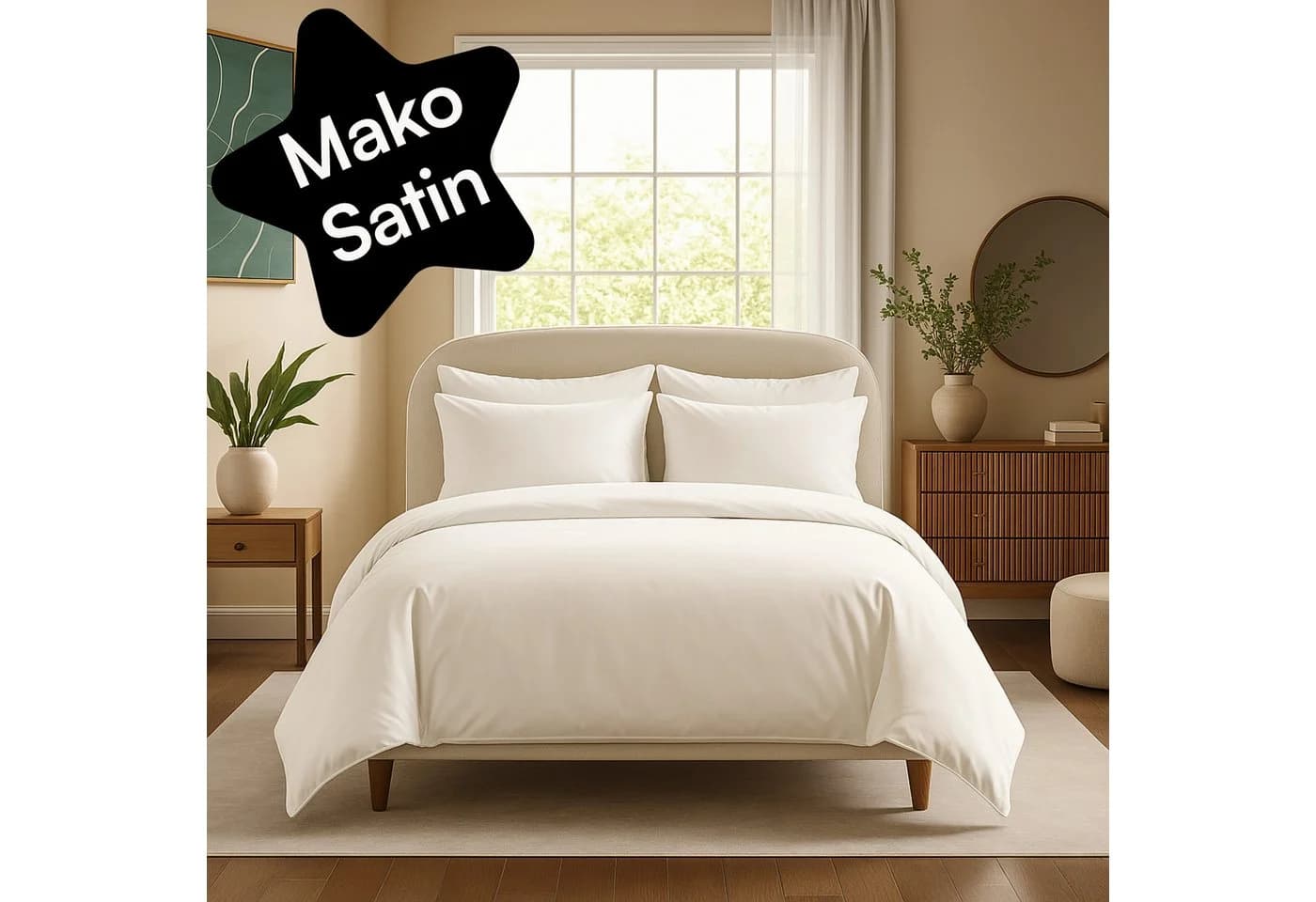Seralino Bettwäsche Mako Satin 100% Bio Baumwolle Weiß 2-teilig - Bild 2