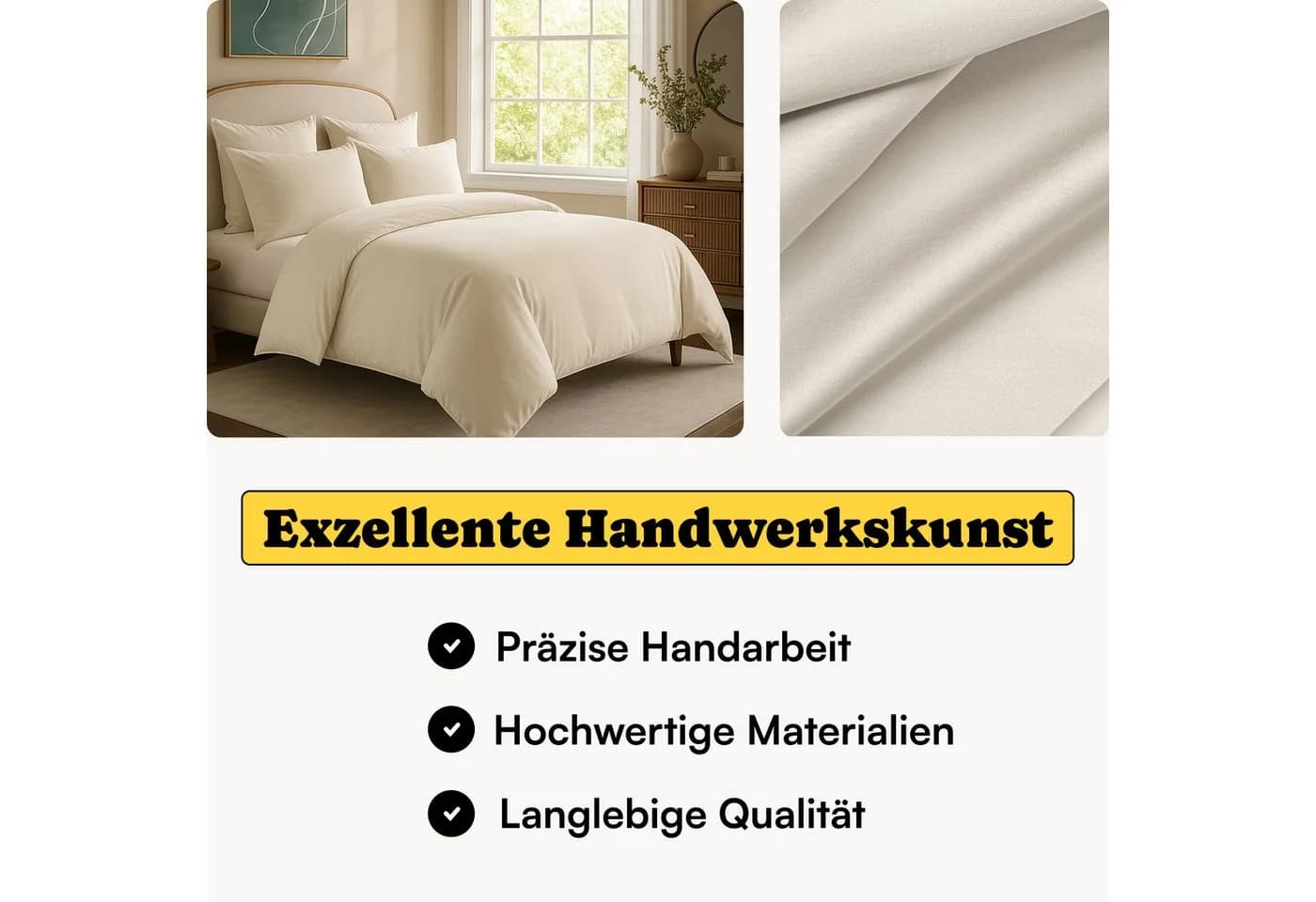 Seralino Spannbettlaken Mako Satin 100% Bio-Baumwolle Beige