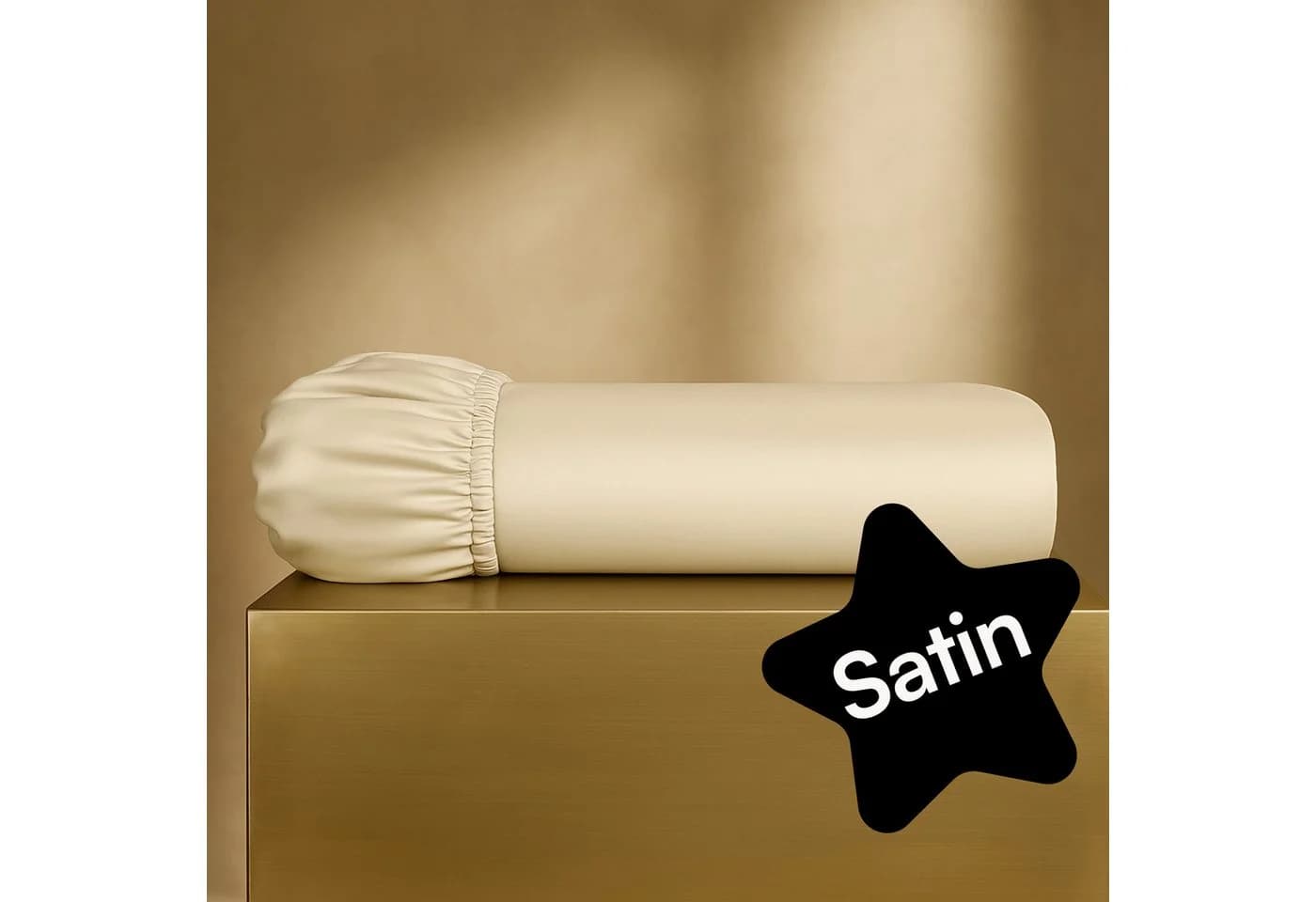 Seralino Spannbettlaken Mako Satin 100% Bio-Baumwolle Beige - Bild 2