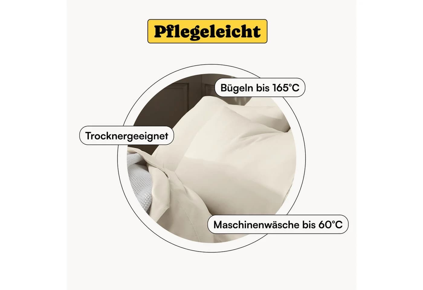 Seralino Spannbettlaken Mako Satin 100% Bio-Baumwolle Beige - Bild 5