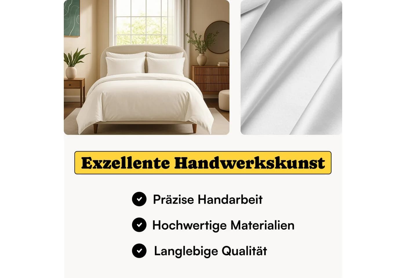 Seralino Spannbettlaken Mako Satin 100% Bio-Baumwolle Weiß