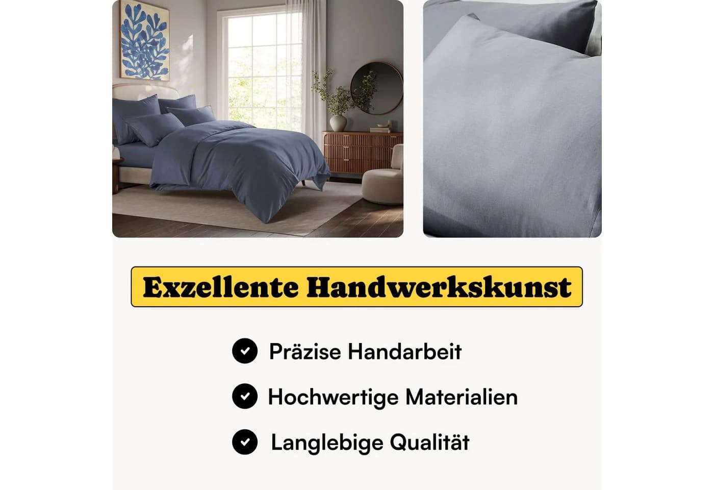 Seralino Spannbettlaken Mako Satin 100% Bio-Baumwolle Taubenblau