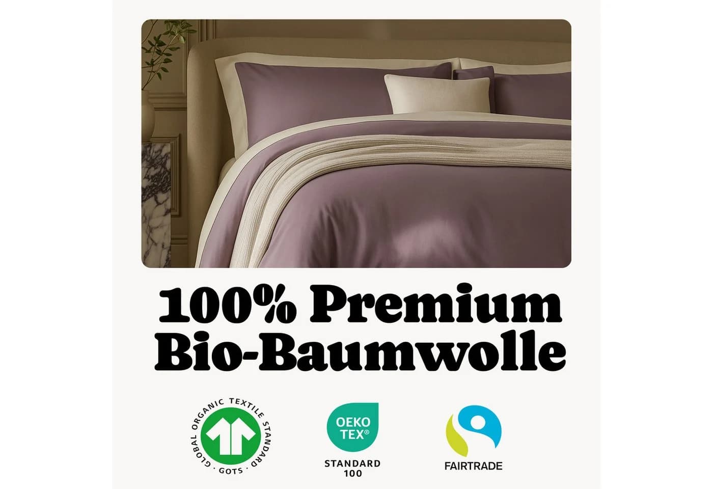 Seralino Kissenbezüge Mako Satin 100% Bio Baumwolle 2 Stück Lila - Bild 3