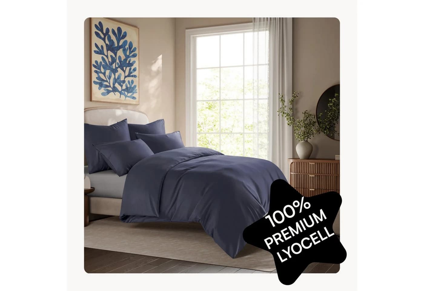 Seralino Bettwäsche Set 100% Lyocell Tencel Blau - Bild 2