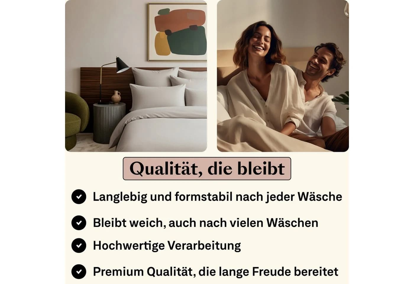 Amqua Spannbettlaken Premium Biber Flanell 100% Baumwolle Beige/Weiß - Bild 4