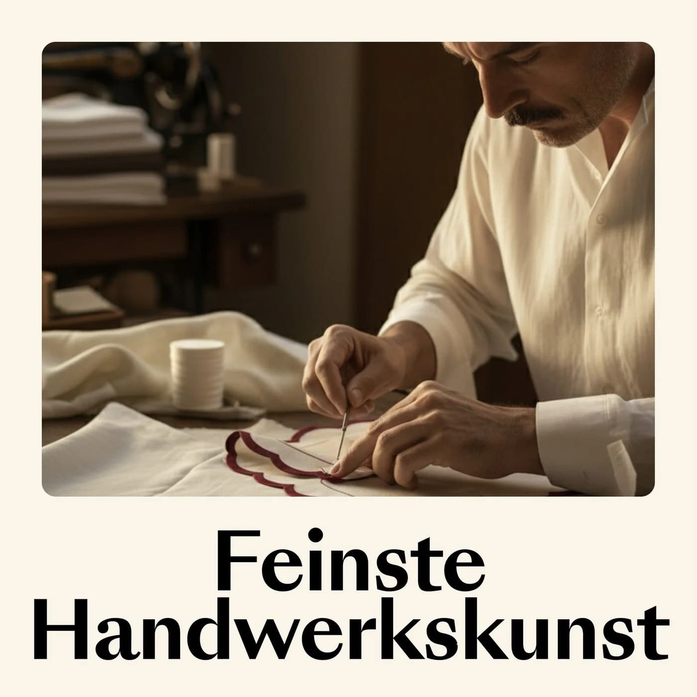 Seralino Stoffserviette Set 12 St. 100% Bio-Baumwolle Beige/Weiß - Bild 3