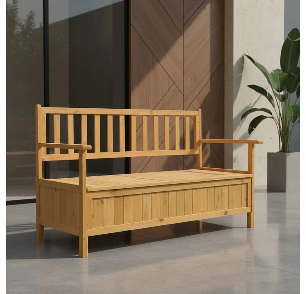Feel2Home Gartenbank Braun Holz Aufbewahrung Terrasse - Bild 2