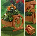 Feel2Home Blumenkasten Pflanzkübel mit Wagenrädern aus Holz Bild 1