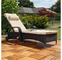 Feel2Home Gartenliege Polyrattan mit verstellbarer Rückenlehne und Kissen Bild 1