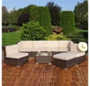 Feel2Home Gartenlounge Set Grau Polyrattan mit Kissen & Tisch Bild 3