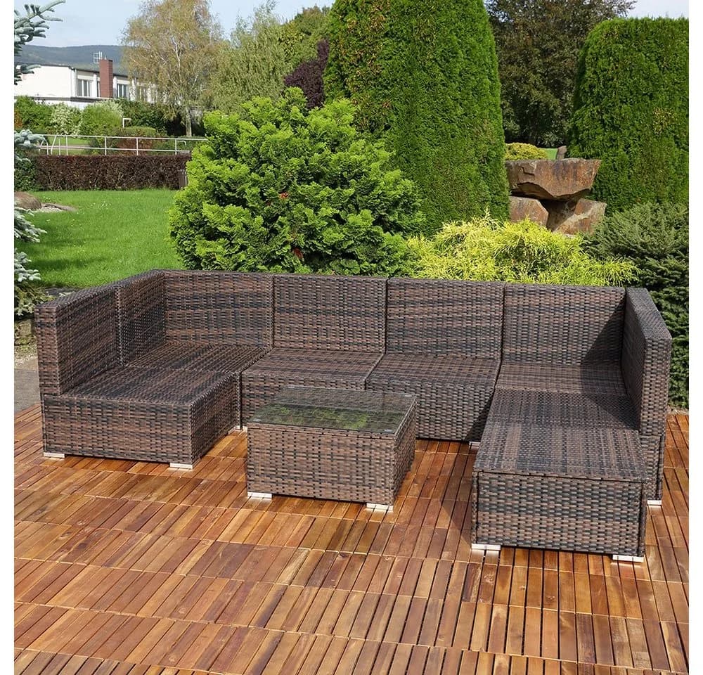 Feel2Home Gartenlounge Set Grau Polyrattan mit Kissen & Tisch - Bild 4