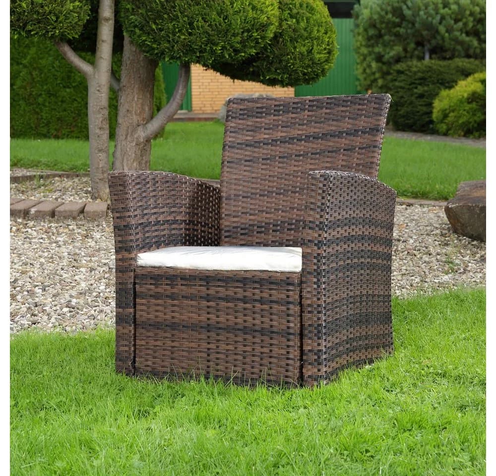 Feel2Home Gartensessel Poly Rattan Braun mit Kissen - Bild 3