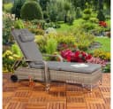 Feel2Home Gartenliege Polyrattan Grau mit verstellbarer Rückenlehne und Kissen Bild 1