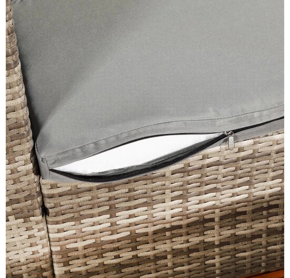 Feel2Home Garten-Essgruppe Gartensofa Fußbank Lounge Polyrattan Outdoor Garnitur 2-tlg. Grau - Bild 5