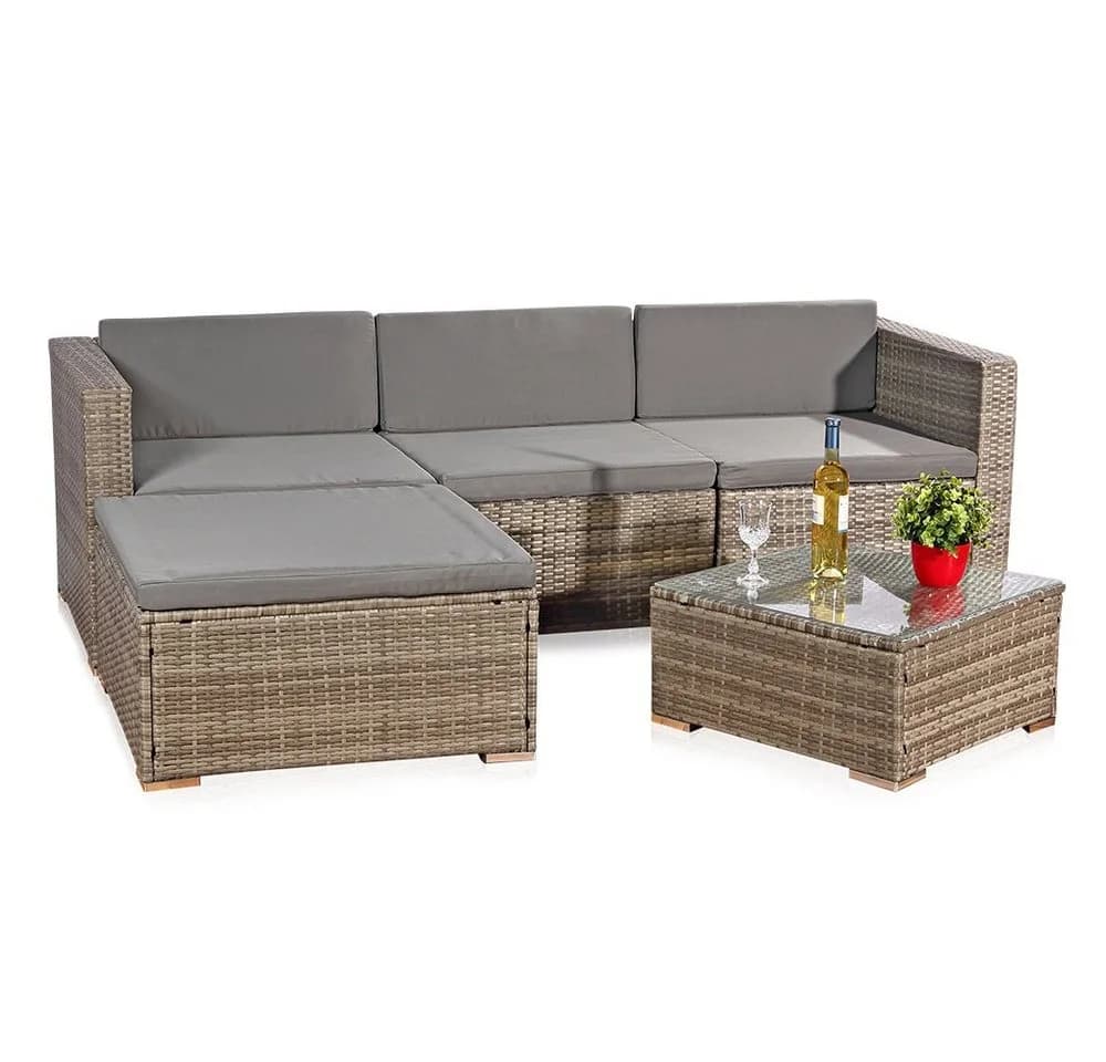 Feel2Home Garten-Essgruppe 5-tlg. Grau Polyrattan - Bild 2