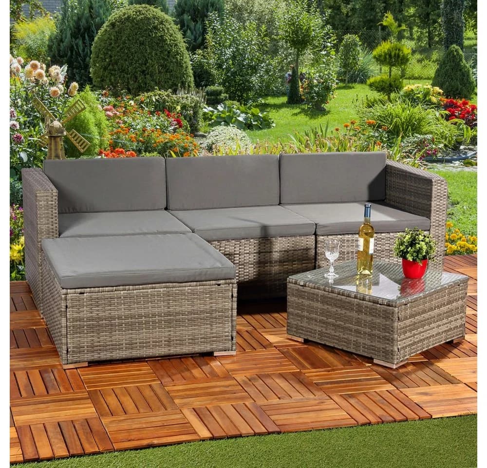 Feel2Home Garten-Essgruppe 5-tlg. Grau Polyrattan - Bild 3