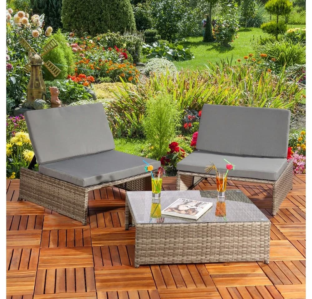 Feel2Home Garten-Essgruppe Polyrattan 3-teilig - Bild 3