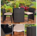 Feel2Home Garten-Essgruppe 3tlg. Schwarz Beige Polyrattan mit Glasplatte Bild 1