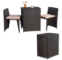 Feel2Home Garten-Essgruppe 3tlg. Schwarz Beige Polyrattan mit Glasplatte Bild 2