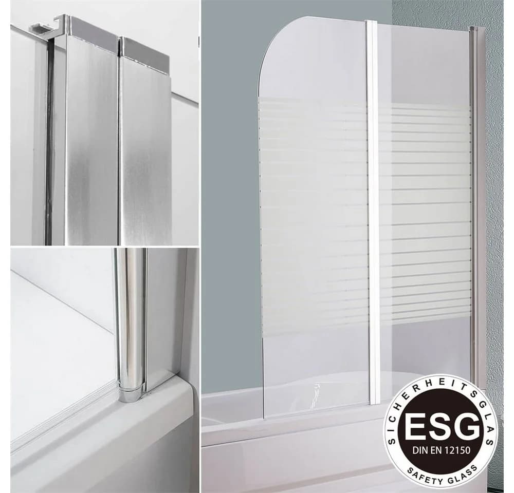 Feel2Home Duschabtrennung Milchglas Streifen Glas Aluminium
