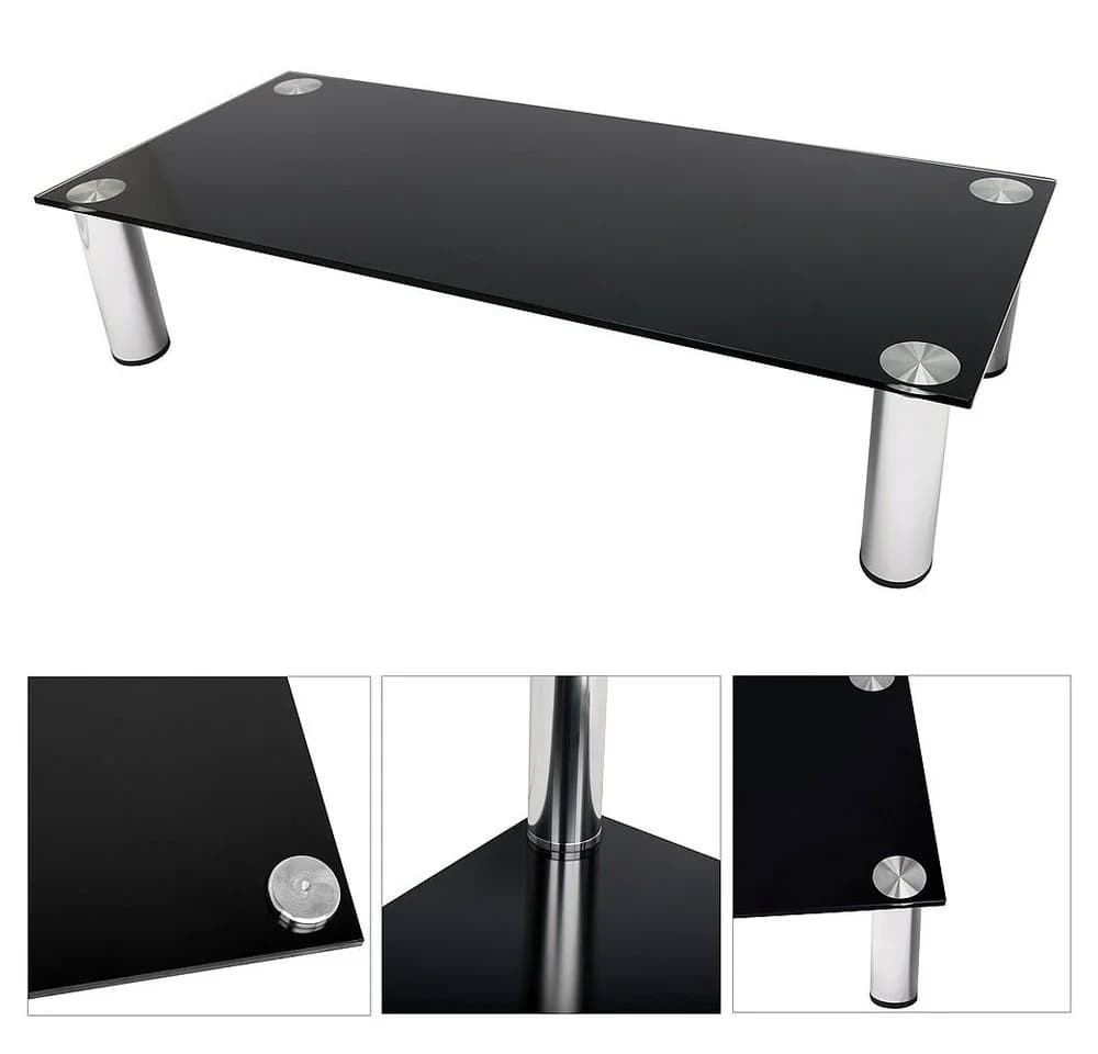 Feel2Home TV-Rack Glas Schwarz Edelstahl