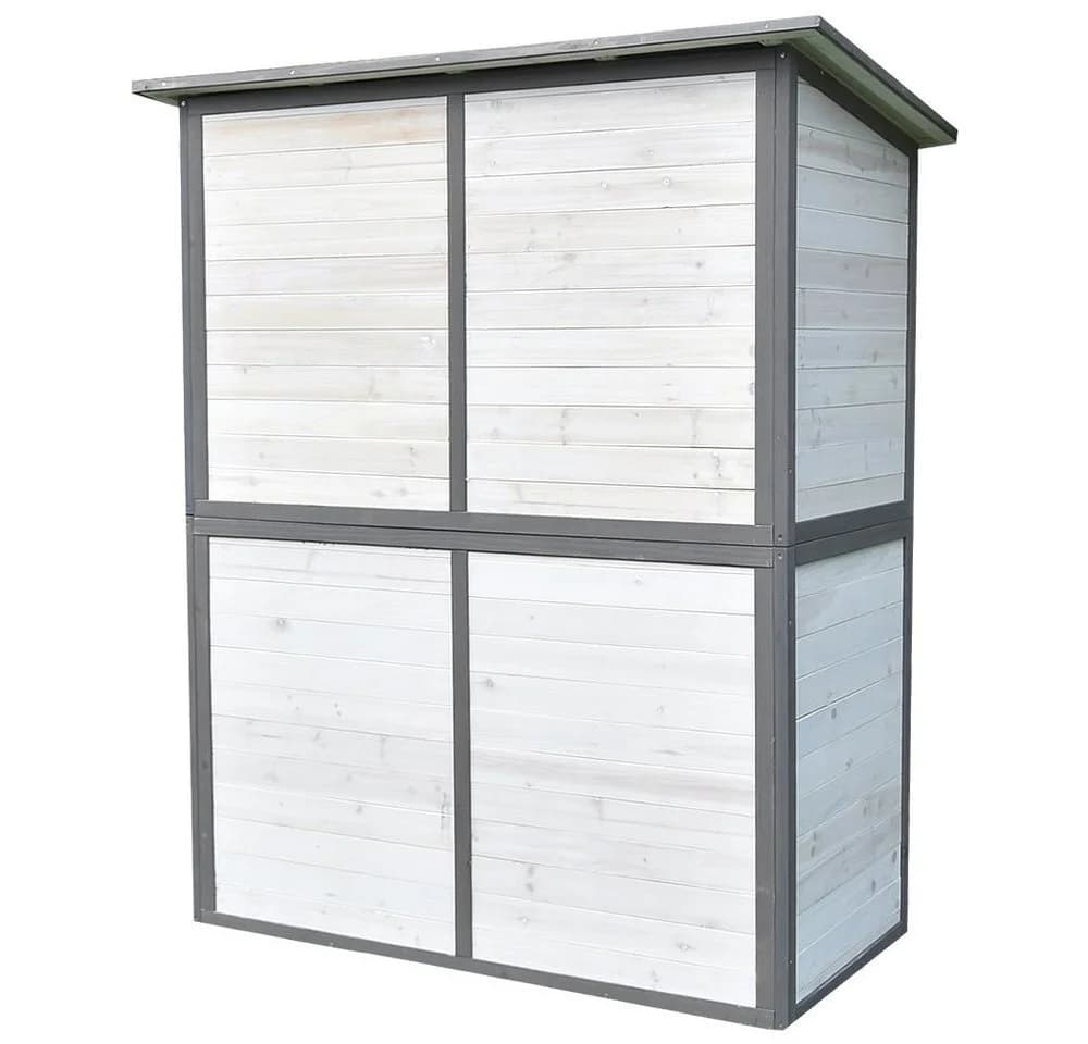 Feel2Home Gartenschrank Holz Grau/Weiß mit Pultdach & Regal - Bild 3