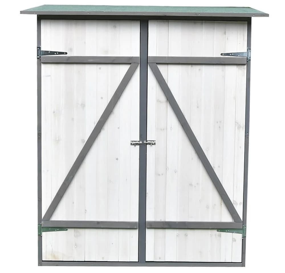 Feel2Home Gartenschrank Holz Grau/Weiß mit Pultdach & Regal - Bild 4