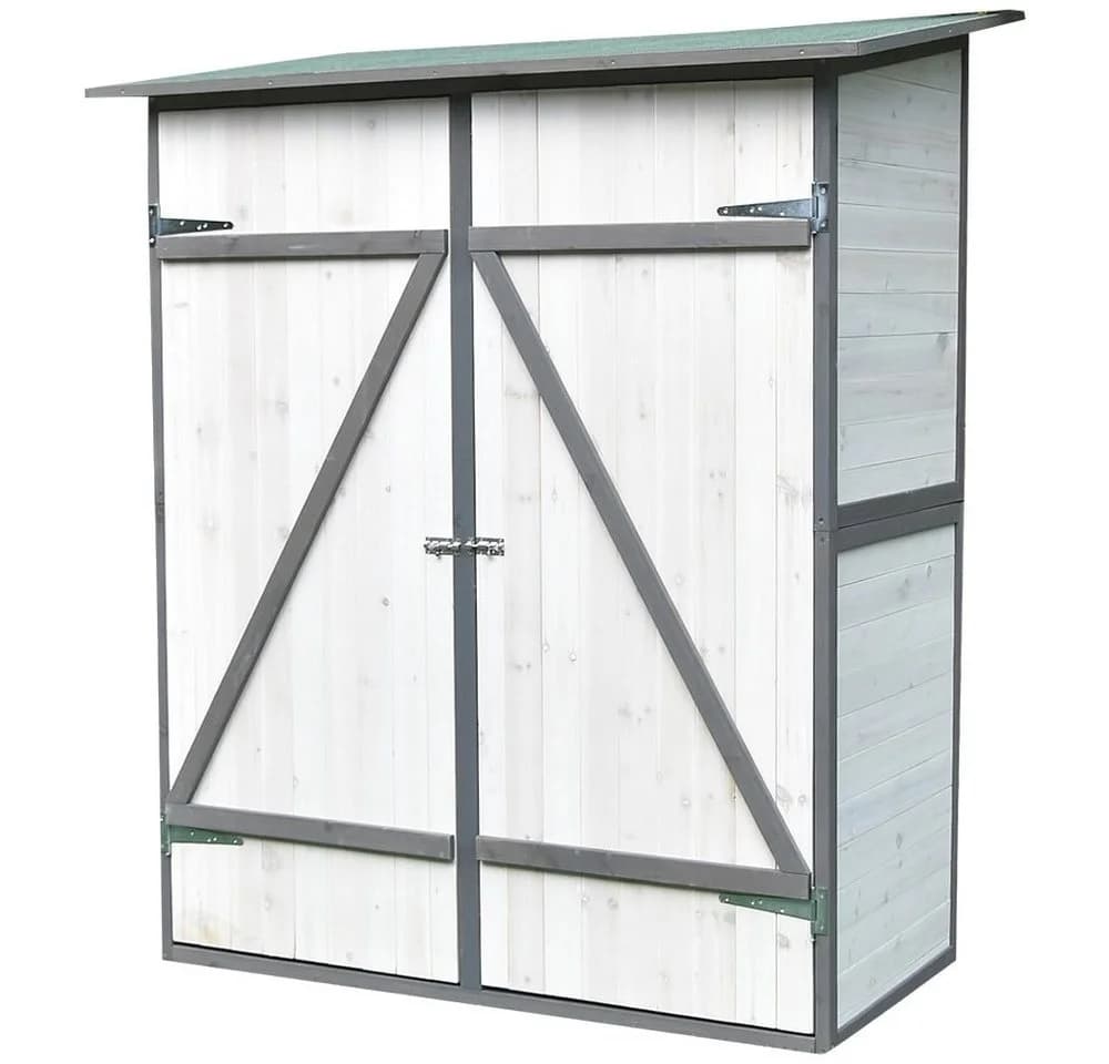 Feel2Home Gartenschrank Holz Grau/Weiß mit Pultdach & Regal - Bild 5