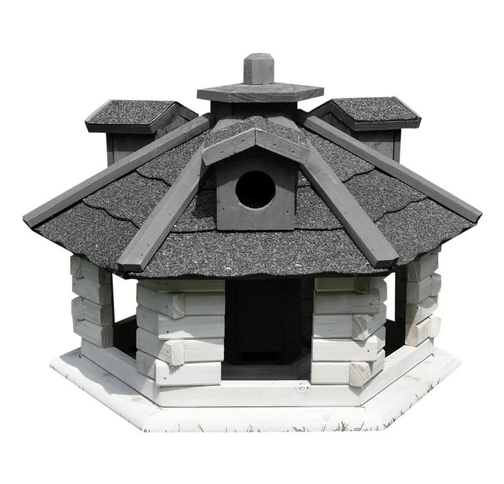 Feel2Home Vogelhaus XXL 48 cm Vogelfutterhaus Weiß/Grau - Bild 2