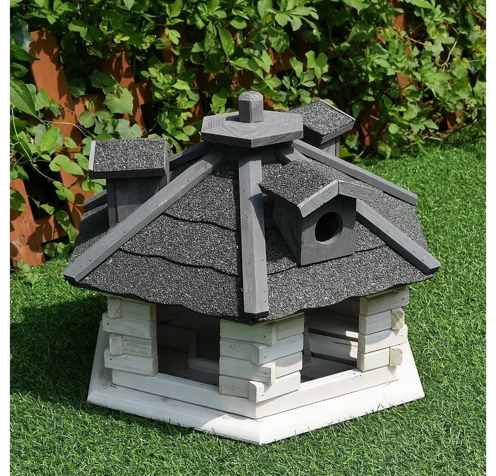 Feel2Home Vogelhaus XXL 48 cm Vogelfutterhaus Weiß/Grau - Bild 5