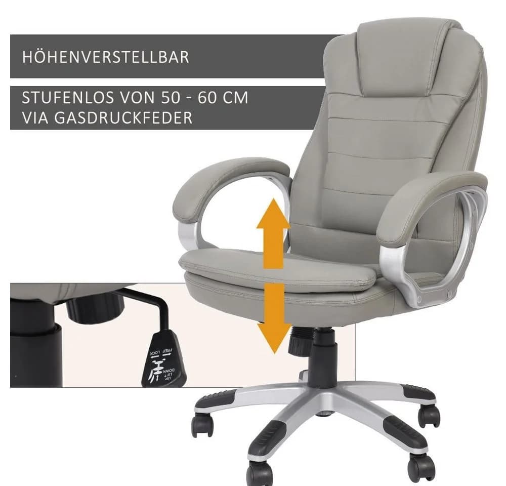 Feel2Home Bürostuhl Chefsessel Weiß Kunstleder mit Kopfstütze - Bild 4