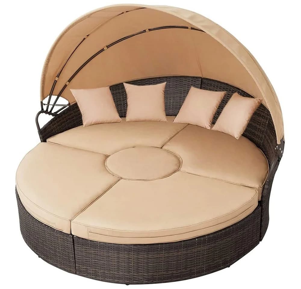 Feel2Home Sonneninsel Polyrattan Gartenmuschel mit Sonnenschutzdach - Bild 2