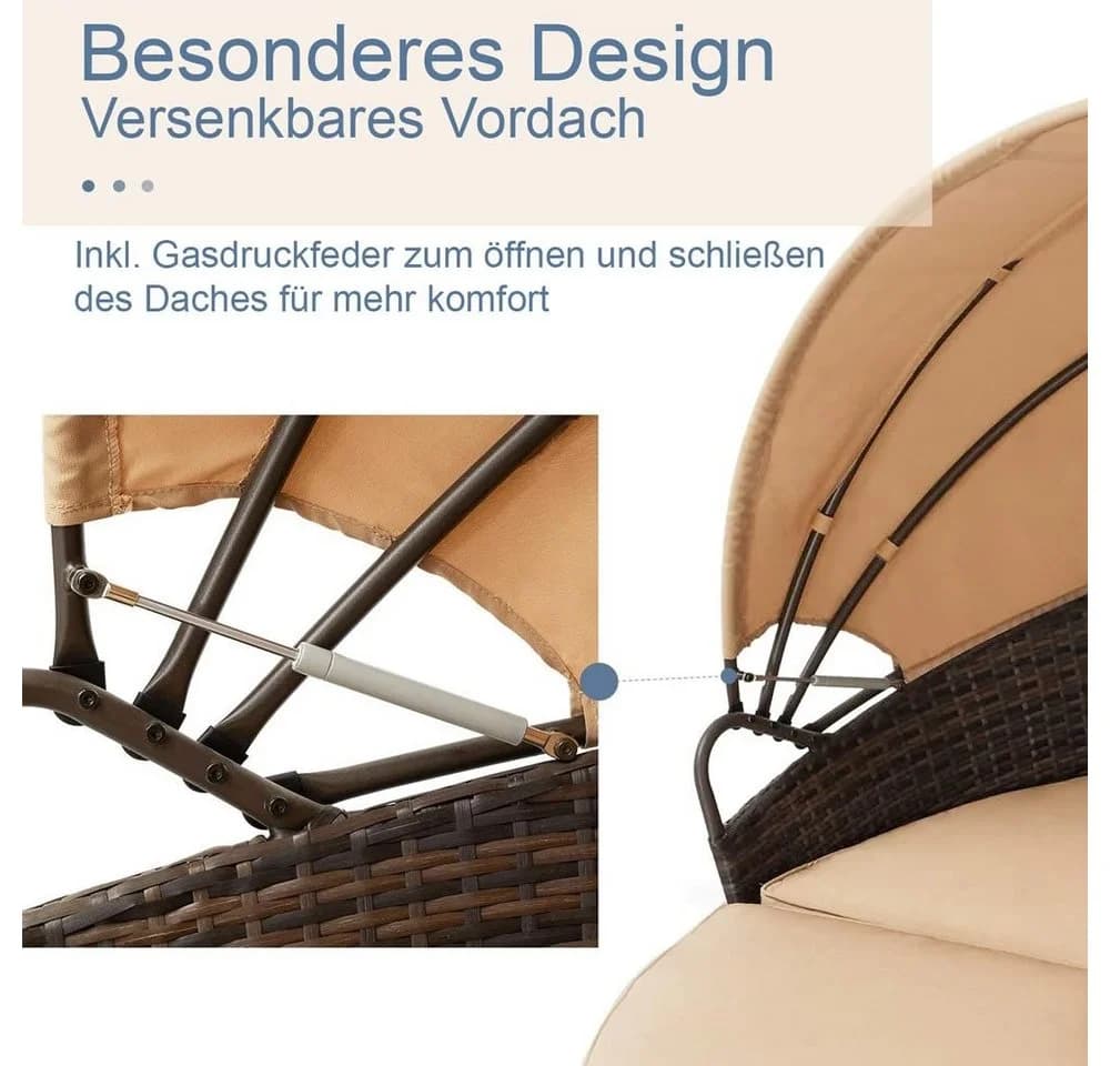Feel2Home Sonneninsel Polyrattan Gartenmuschel mit Sonnenschutzdach - Bild 4