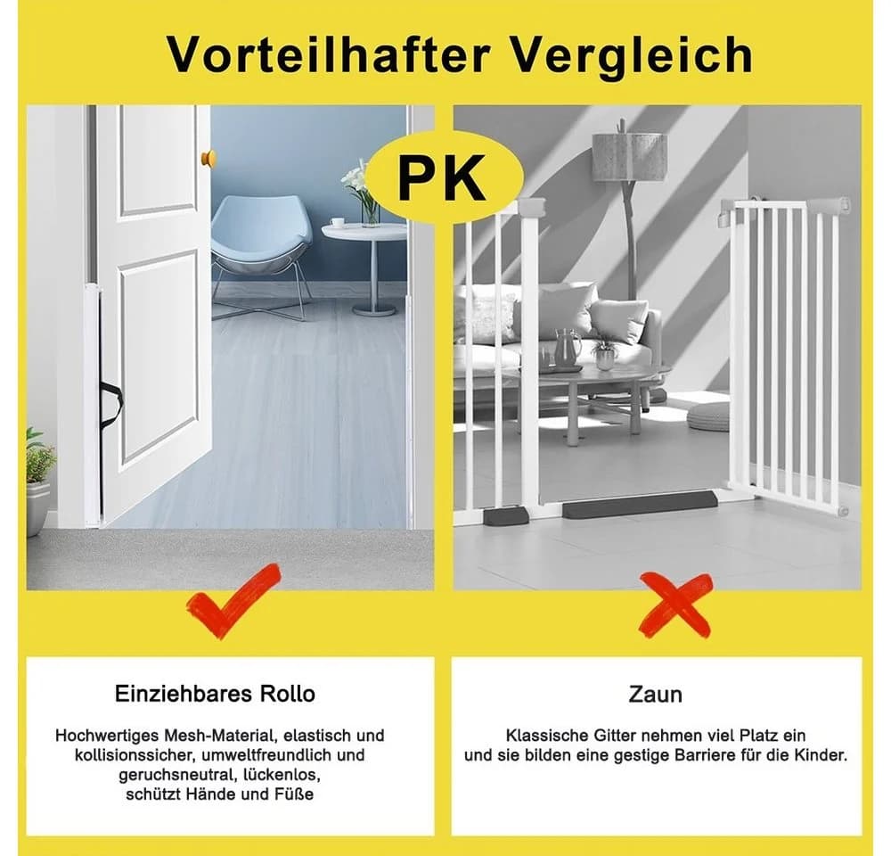 Feel2Home Ausziehbares Treppenschutzgitter Weiß PVC Metall - Bild 5
