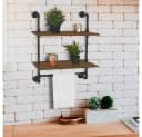 Feel2Home Wandregal Industriestil 2 Ebenen Holz Rohr Handtuchhalter Bild 1