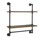 Feel2Home Wandregal Industriestil 2 Ebenen Holz Rohr Handtuchhalter Bild 3