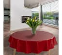 laro Wachstuch-Tischdecke Rot Leinenoptik Rund 140cm Bild 1