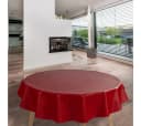 laro Wachstuch-Tischdecke Rot Leinenoptik Rund 140cm Bild 2